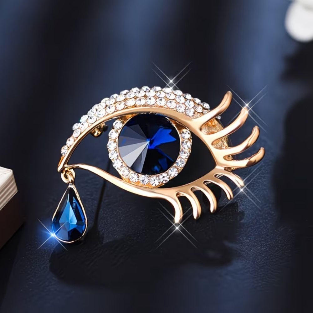 NEW! Elegant Gold and Blue Eye Brooch. Lucky Pin. Protective brooch 🧿 (A2-77)